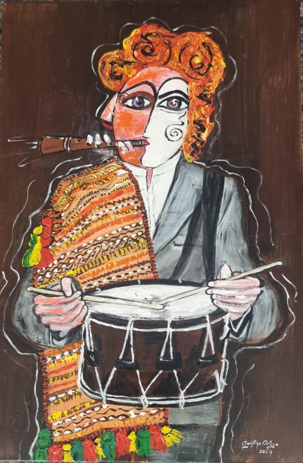 El embrujo de la dolsaina en lienzo, Técnica mixta, medidas 90x60cm, año 2024