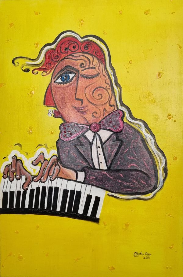 El pianista, en lienzo, medidas 90x60cm, Técnica mixta, año 2023