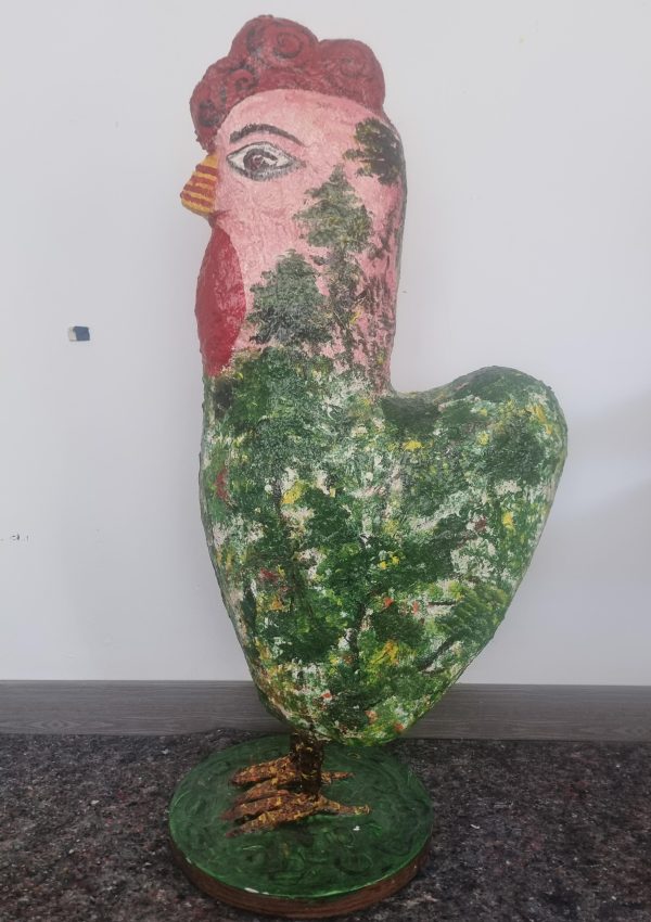 Escultura magdalena 2 por delante y por detrás, de cemento, pintada a mano, medidas92x40cm