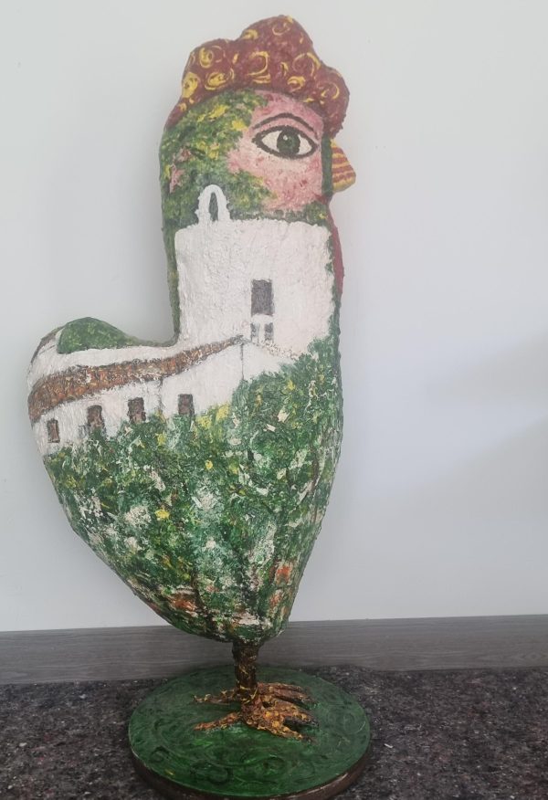 Escultura magdalena por delante y por detrás, de cemento, pintada a mano, medidas92x40cm